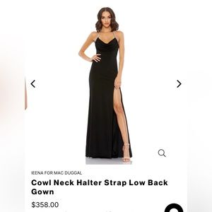BRAND NEW! Mac Duggal Cowl Neck Halter Strap Low Back Gown Size 8